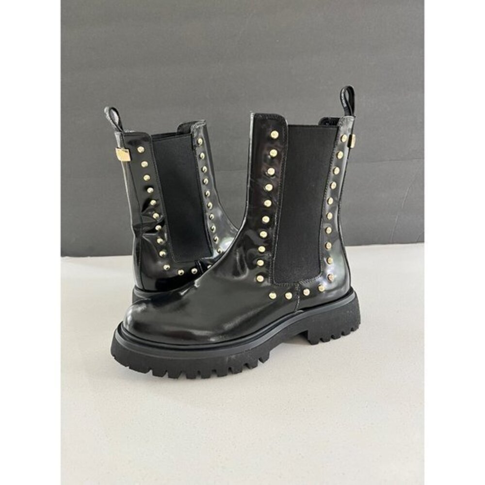 NWOB CAVALLI CLASS women's black leather studded boots size 36